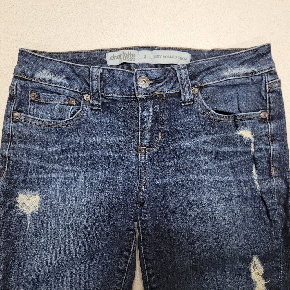 Charlotte Russe Sexy Rolled Crop Blue Jeans Misses Size 2